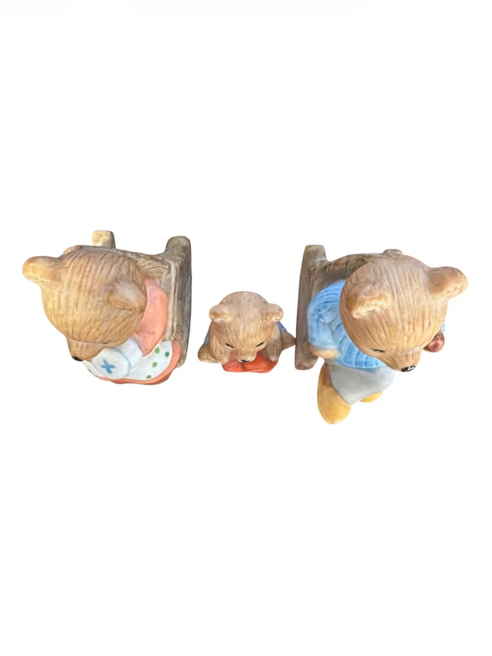 Pristine Vintage Homco Bear Family Figurine Set #1470 Complete 3-Piece
